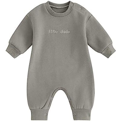 Twopumpkin Newborn Baby Boy Warm Sweatshirt Onesie Romper Long Sleeve Fleece Sweater Jumpsuit Winter Snow Outfit Clothes