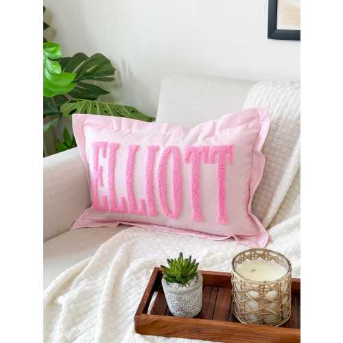 Personalized Nursery Name Pillow Cover with Punch Needle Embroidery, Kid Room Decor, Baby Room Decor, Dorm Room Pillow, Slumber Party Gift