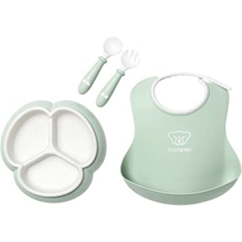 BabyBjörn Mealtime Set, 4 pcs, Powder Green