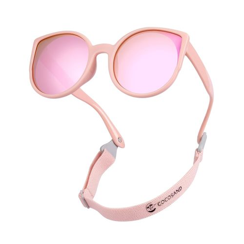 COCOSAND Baby Sunglasses with Strap Polarized Cat Eye UV400 for Infant Toddler Girl 3-24 Months
