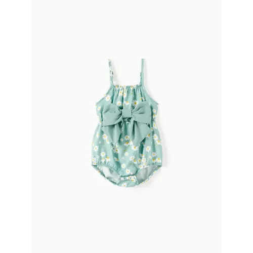 Baby Girl Sweet Floral Print Bowknot Romper Only $12.99 PatPat US Mobile