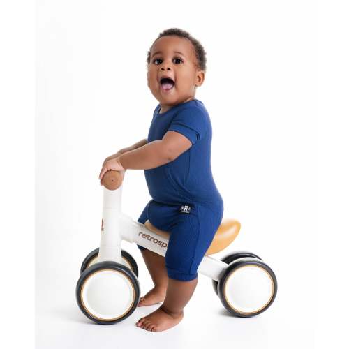 Front Opening Shortie Ready Set Romper® in Ribbed Into the Blue