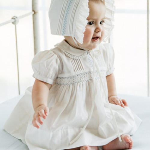Smocked Ivory Vintage Dress For Baby Girl and Toddler I Feltman Brothers