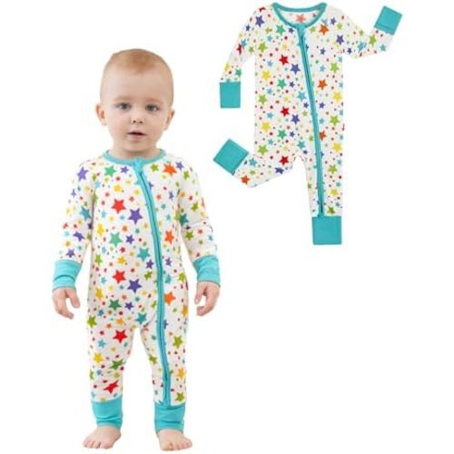 Baby One-Piece Romper Footless Bamboo Viscose Pajamas Sleepers for Baby Boys and Girls