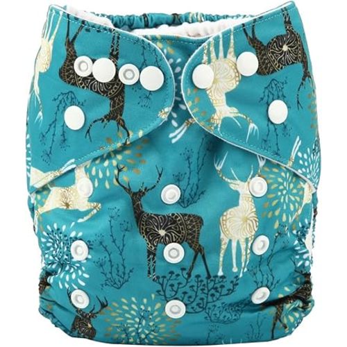 Baby Pocket Diaper Nappy Reusable Washable 8lbs to 36lbs (Forest Deer)
