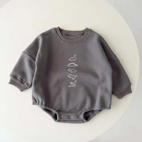 Dinosaur Sweatshirt Bodysuit Romper – August + Willow