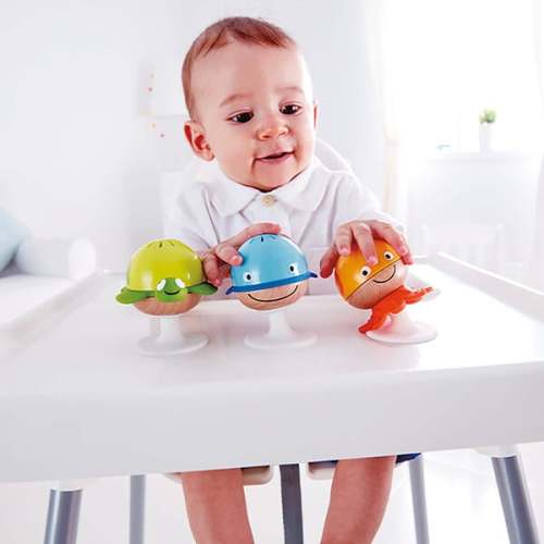 : Stay-Put Sea Animal Suction Cup Rattle Set, 3 Pieces - Hape | Maisonette