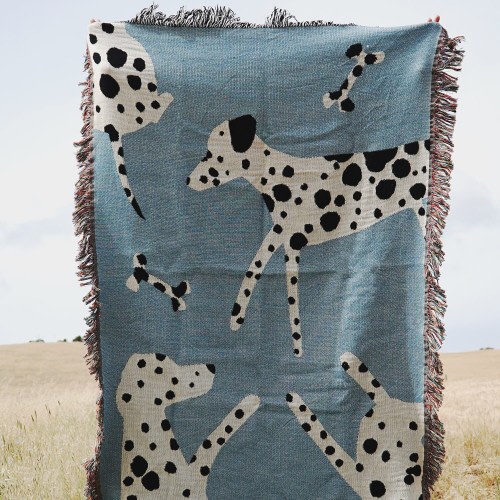 Dalmatian Pattern Woven Throw Blanket Dog Pattern Throw Blanket Blue Dog Pattern Home Decor Throws Gifts For Dog Owners
