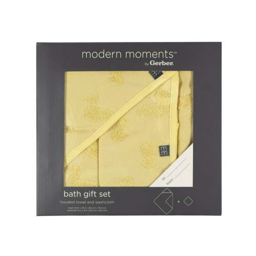 Modern Moments By Gerber Gender Neutral Hooded Towel and Washcloth Gift Set, 2-Piece, One Size