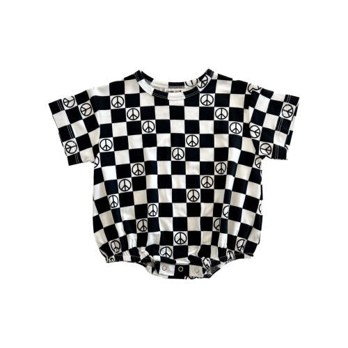 T-Shirt Bubble, Black Peace Checkerboard