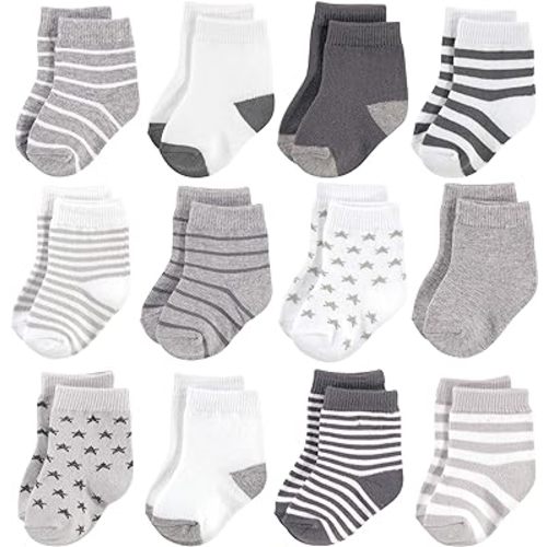 Hudson Baby Baby Girls' Cotton Rich Newborn and Terry Socks