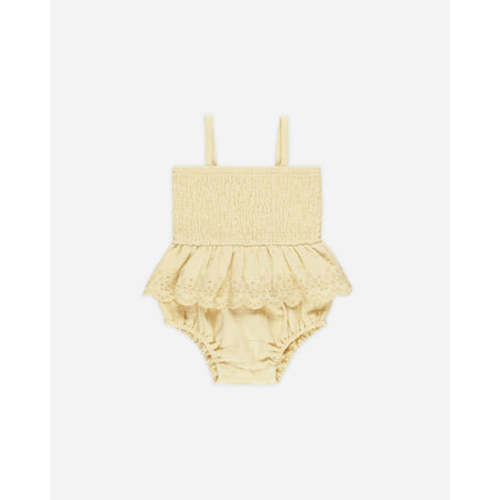 Smocked Skirted Romper || Yellow