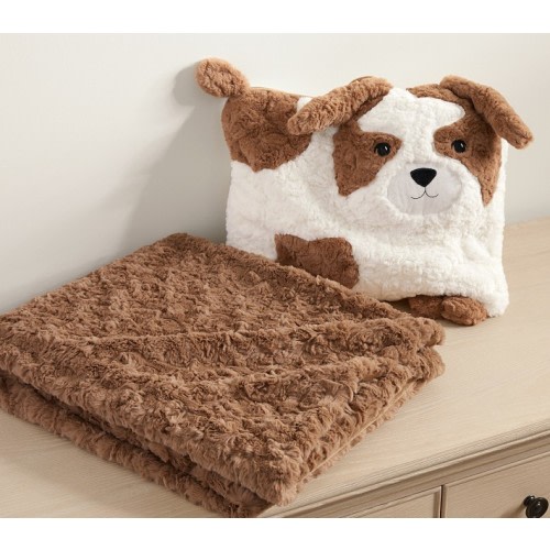 Jack Spaniel Faux Fur Pillow & Throw Blanket Set