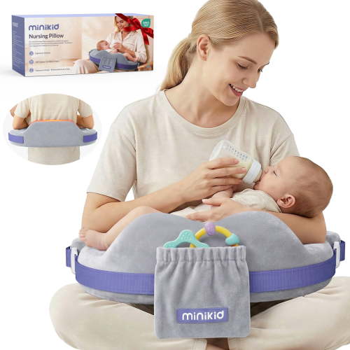 Vipuse Nursing Pillow for Breastfeeding,60D Firm Memory Foam, Ergonomic Design with Lumbar & Arm Support, Safety Fence, Adjustable,Safe and Comfortable Feeding