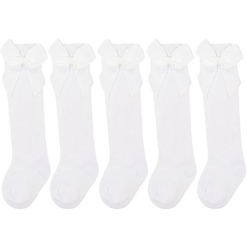DRESHOW BQUBO Baby Knee High Sock Toddler Girl Dress Socks Baby Knit Stocking Cotton Infant Girls Socks