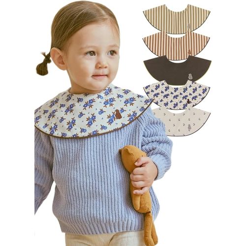 Konny Baby Bibs Set, 360 ​​° Rotate, Soft and Absorbent Bandana Drooling for Boys Girls baby Essentials