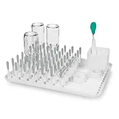 OXO TOT Bottle Brush with Bristled Cleaner & Stand - Gray