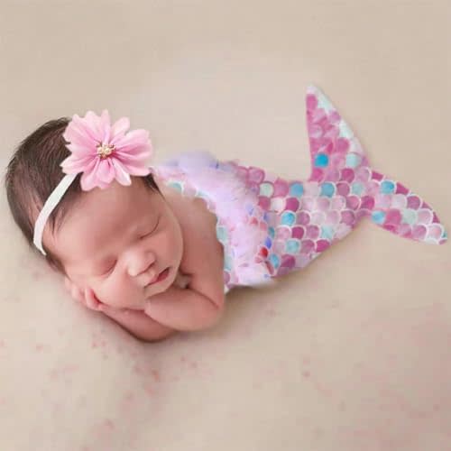 Newborn Photography Props Girl Mermaid Outfit Baby Photo Shoot Props Infant Girl Headress Mermaid Baby Photoshoot Costume