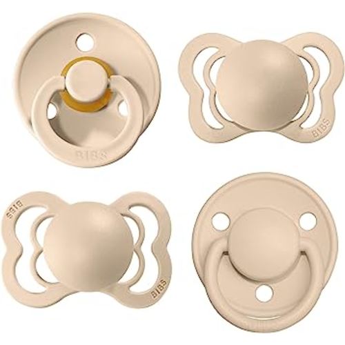 BIBS Pacifiers – Try-it Collection | Includes Colour, De Lux, Couture and Supreme Pacifiers | BPA-Free Natural Rubber & Silicone | Made in Denmark | Vanilla | 0 to 6 Months