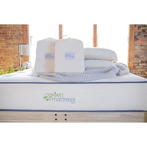 My Green Mattress Organic Cotton Mattress Protector - GOTS Certified Cotton Cover, Waterproof Breathable Bed Protector, Deep Pocket Fitted Design, Soft Durable Mattress Cover - Crib