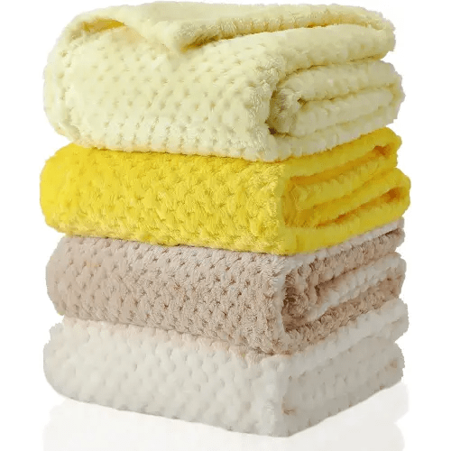Frienda 4 Pcs Baby Fuzzy Blanket Fluffy Baby Blanket for Boys Girls Soft Warm Infant Newborn Toddler Receiving Nursery Bed Supplies, 32 x 24 Inch(Yellow Color)