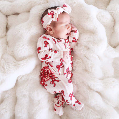 Christmas Bamboo Waffle Zipper Footies