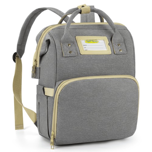 Diaper Bag Backpack, Multifunction Baby Changing Bags with Stroller Straps & Insulated Milk Bottle Pockets, Large Capacity Nappy Back Pack Bag for Boys Girls, Waterproof and Stylish(Gray++Khaki)