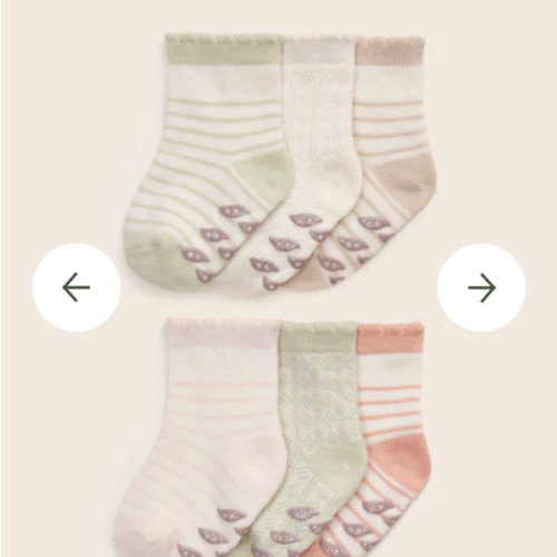 6-Pack Baby Girl Pointelle Trim Socks With Grips - multi stripe mix | easy-peasy Soft, Sustainably Made Childrenswear