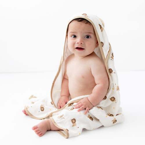 Baby Hooded Towel & Washcloth Set, Lion, Bamboo Muslin