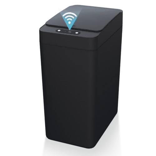 VQJTCVLY Bathroom Small Trash Can with Lid, 2.6 Gallon Touchless Automatic Garbage Can Slim Waterproof Motion Sensor Smart Trash Bin for Bedroom, Office, Kitchen, Living Room (Black)