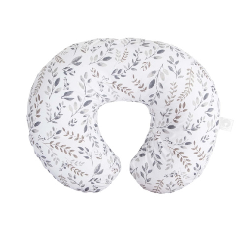 Boppy Original Nursing Pillow, Gray Taupe Leaves, Ergonomic Nursing Essentials for Bottle and Breastfeeding, Firm Fiber Fill, with Removable Pillow Cover, Machine Washable