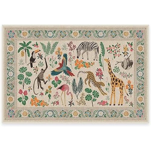Ruggable Washable 2x3 Area Rug, Jingle Jungle, Premium Modern Rugs for Living Room, Bedroom, Kitchen, Office, Classroom with Gripper Non Slip Pad, Iris Apfel