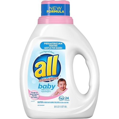 All Liquid Laundry Detergent, Gentle for Baby, 24 Loads, 36 fl oz