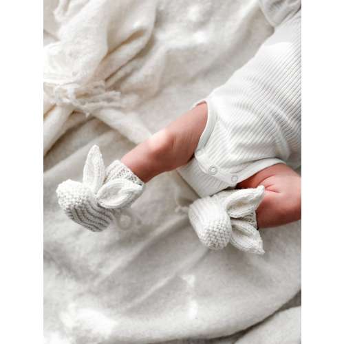 Merino Wool Baby Bunny Booties: Knitted Newborn Slippers