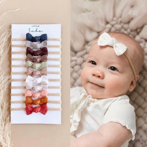 10 linen baby knot bows, Knot linen bows, Neutral knotted baby bows, Neutral baby girl bows, Baby knot bow headbands, Linen knotted bows