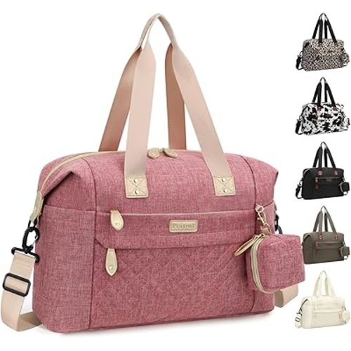 Diaper Bag Tote - Diaper Baby Bags with Pacifier Case, Shoulder Straps, Stroller Clips, Waterproof Large Mommy Bag Maternity Bag Travel Baby Bag for Mom and Dad, Pink