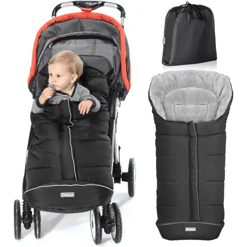 Orzbow Warm Bunting Bag Universal,Stroller Sleeping Bag Cold Weather,Waterproof Toddler Footmuff (Black, Large)