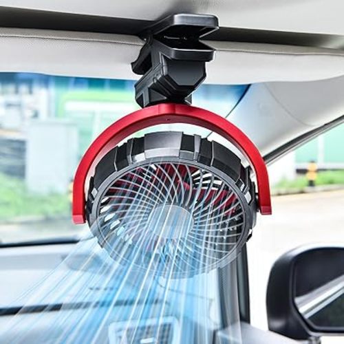 Battery Powered Clip On Fan for Car Visor Back Seat Roof Handles, Portable Car Fan Rechargeable for SUV Van RV Pickup Truck Camping Desk Bed Stroller Baby Crib, Quiet 360 Rotation