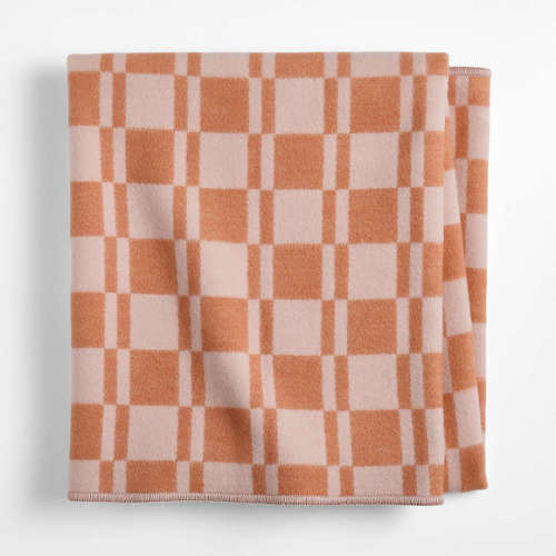 Personalized Modern Checkerboard Pink Organic Cotton Baby Stroller Blanket
