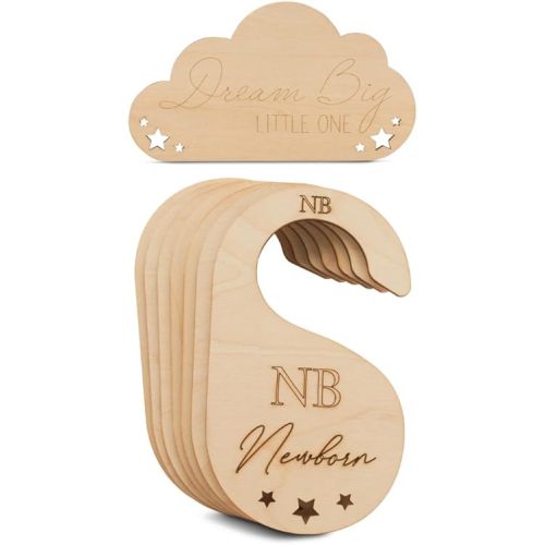 Woodpeckers Newborn to Toddler Baby Closet Dividers 1 Sets of 7 Hangers +Bonus, 2-Sided, Nursery Clothes Organizer for 1-½ inch Rod, Baby Registry Must-Haves