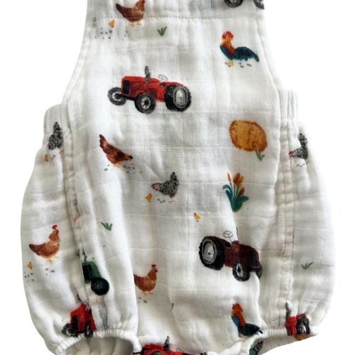 Muslin Retro Sunsuit, Tractors