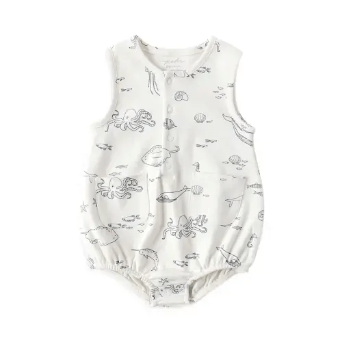 Unisex Life Aquatic Henley Romper - Baby