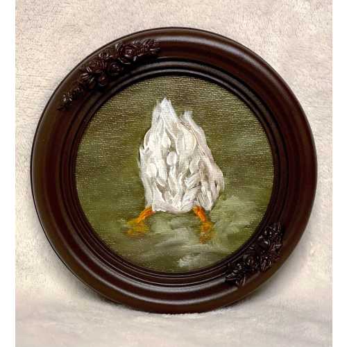 Duck Fine Art Print 5x5 Round Ornate Frame: Original Handmade Artwork