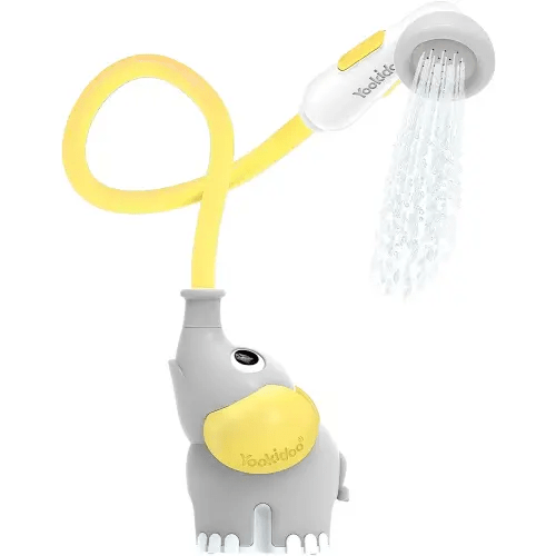 Yookidoo Baby Bath Shower Head - Elephant Water Pump with Trunk Spout Rinser - Control Water Flow from 2 Elephant Trunk Knobs for Maximum Fun in Tub or Sink for Newborn Babies - Yellow