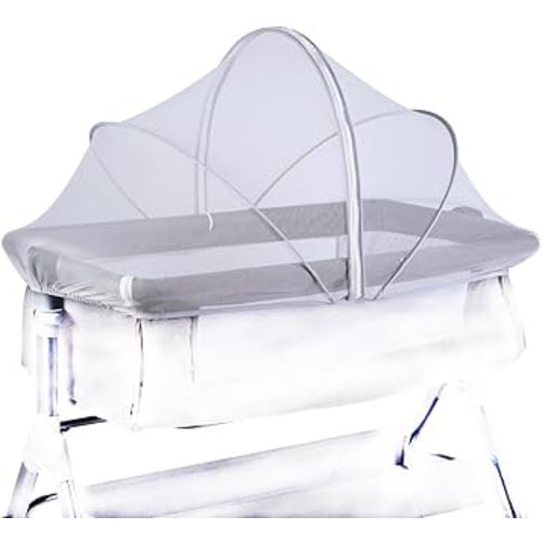 Portable Bassinet Cover with Mosquito Net & 2-Way Zipper, Bassinet Mosquito Net Cover, Bassinet Bedside Sleeper Crib Tent for Toddler Baby, Mosquito Net for Baby Crib to Keep Cats/Bugs Out (White)