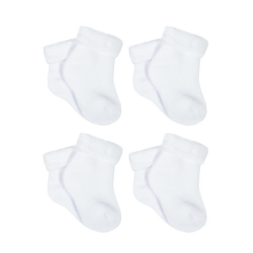 Gerber Baby Boy and Girl Unisex Terry Bootie Wiggle-Proof Socks, 4-Pack, Sizes Newborn - 0/6 Months