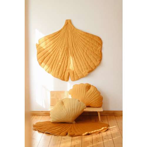 Linen Ginkgo Leaf Mat “Mango” Quilted play mat, Play mat, Kids play mat, Mat for teepee tent, Mat for canopy, Carpet for childreen