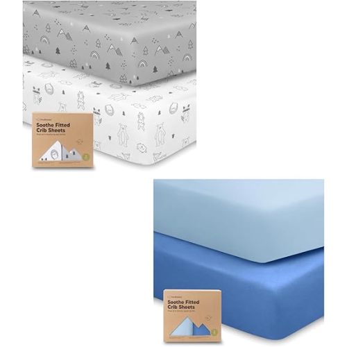 Keababies 2-Pack Organic Crib Sheets for Boys, Girls - Jersey Fitted Crib Sheet, Baby Crib Sheets Neutral, Crib Mattress Sheet, Cotton Crib Sheets, Breathable Crib Sheet, Baby Mattress Sheets