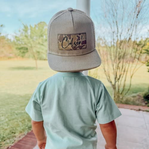 Personalized Snapback Hat | Infant and Youth, Camo- Style BR - Green Duck Camo