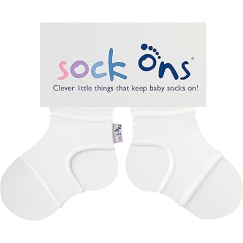 Sock Ons Keep Baby Socks On White (SM 0-6)